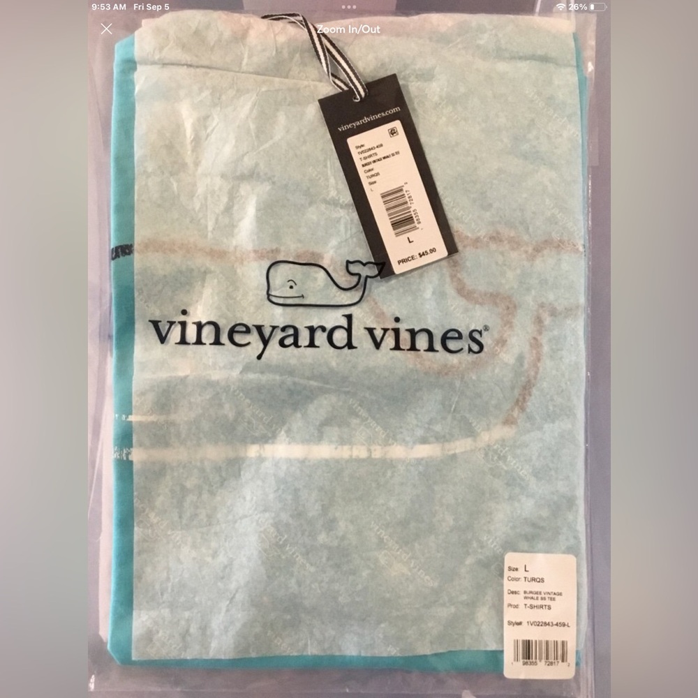 Vineyard Vines Burgee Vintage Whale Turquoise Short Sleeve Tee Large